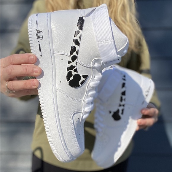 Cow Prints Custom Nike Air Force 1 Mid Tops Sneakers-Brand  Cow Print Air Force 1 High Shoes